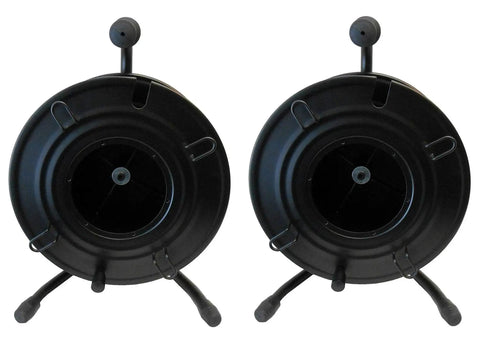 Two Pack Heavy Duty Portable All Metal Cable Reels With Lock Stops Each Reel Holds 722 Feet Of 6mm Cable Total Two Reels