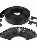 No Dig Landscape Edging Kit 40 Ft By 2 In Flexible Black Lawn Border With 80 Spiral Spikes And 2 Connectors For Flower Beds Paths And Yard