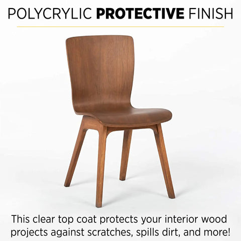 Chair with wood finish highlighting Crystal Clear Polycrylic Protective Wood Finish Matte Coat For Interior Projects like Furniture.