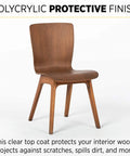 Simple wooden chair with clear satin finish showing protection benefits of Clear Satin Polycrylic Wood Finish Water Based Protective Coat For Cabinets Furniture Doors And Trim That Resists Scratches Spills And Dirt For Indoor Wood Projects One Gallon Pro Grade Durable Finish.