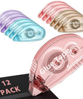 12 Pack Scrapbook Tape Roll Set For Craft Pros, Double Sided Adhesive Glue Runner, clear shell design, mess-free strong hold.