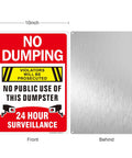 Heavy Duty 14X10 Inch No Dumping Signs 2 Pack Of Rustproof Aluminum Weather Resistant Warning Notice With 24 Hour Video Surveillance front view