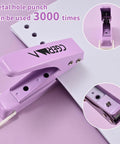 Heavy Duty Hole Puncher With One Quarter Inch Hole, Cuts The Grunt Work In Half, All Metal Design, Purple, 15 Sheets, Craft Use