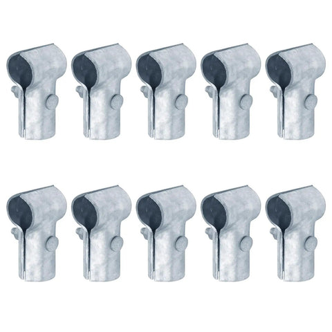 10 Pack End Rail Clamps And Tee Connectors For Half Inch Galvanized Steel Pipe 0.84 Inch OD