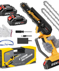 6 Inch Cordless Mini Chainsaw With Two Batteries, Portable Handheld Electric Chain Saw, gloves, charger, and storage box