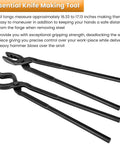 Wolf Jaw V-Bit Tongs Set For Knife Making And Bladesmithing with 2 tongs and Beefy Grip V-Groove Jaws shown on white background.