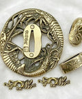 Shrimp Tsuba Brass Guard Fuchi Kashira Japanese Sword Fittings Dope Hand Guard Upgrade For Katana Wakizashi And Short Swords Replacement Ideal For Custom Build Projects And Collectors