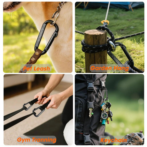 Heavy Duty Carabiner Clips 900 Lbs Working Load 2.5 Inch D Shaped Iron Carabiners for hammock, pet leash, gym, keychain 10 pack
