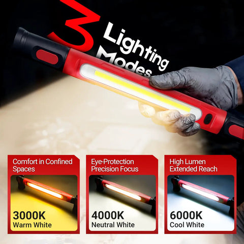 Durable Ultra Bright Magnetic Work Light with 3000 Lumens Cordless Rechargeable LED Bar 5200mAh Battery held in hand