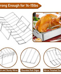 Heavy Duty Stainless Steel Roasting Pan With V Rack For Turkey And Chicken, Toaster Oven Safe with turkey