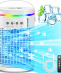 Three In One Portable Evaporative Air Cooler With 1400ml Water Tank Three Speeds Three Wind Modes Seven Color LED Lights Timer