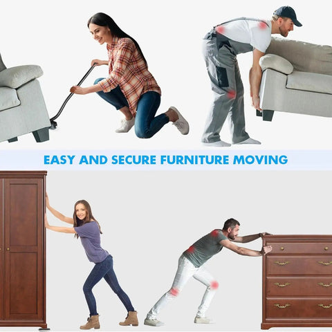 Image showing Super Easy Heavy Furniture Sliding Kit With Eight Premium Moving Pads And Ergonomic Lifter Tool for safe moving.