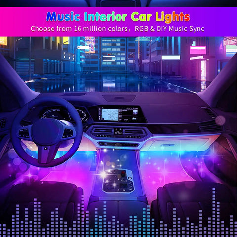 RGB Interior Car Strip Lights With Smart App Control And Music Sync Under Dash Footwell Neon Lighting Kit