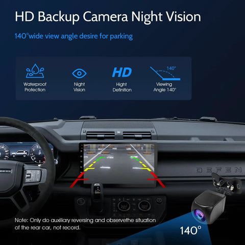140-degree HD backup camera view on 10.1 Inch Double Din Car Stereo With Wireless CarPlay And Android Auto