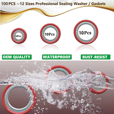 Auto AC Seal Kit 275 Piece O Ring And Gasket Set with waterproof sealing washers shown underwater