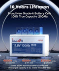 12V 100Ah LiFePO4 Battery with Built In 100A BMS, Group 31, 15,000 cycles, for RVs, motorhomes, trolling motors, and solar systems