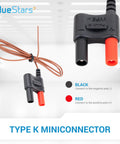 Type K Thermocouple Bead Probe 0.16In Dia 1m Cable -40C To 260C High Precision Temp Probe shown with Black and Red connectors.