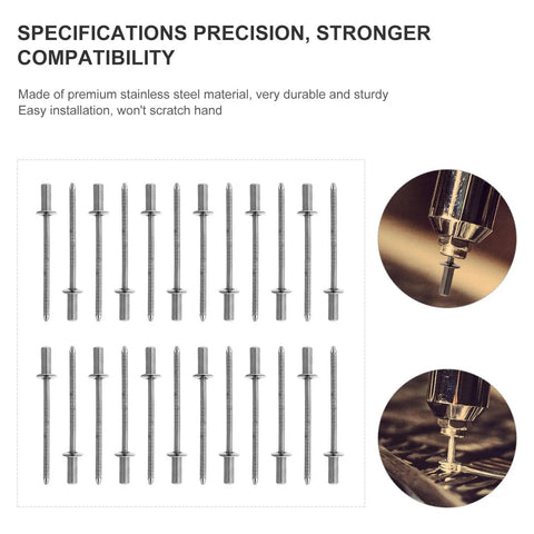 Stainless Steel Flat Head Blind Rivet Kit 50 Pcs Built Tough High Strength Fasteners For Shutters And Household Projects