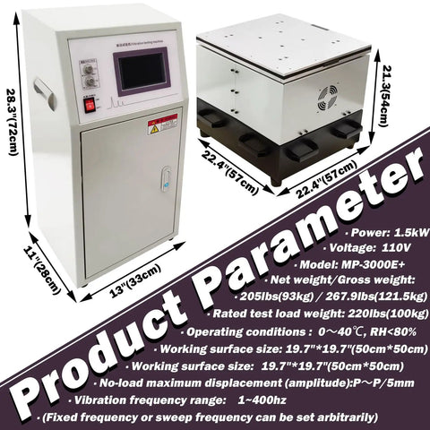 Built Tough Heavy Duty Vertical And Horizontal Vibration Test Bench That Gets The Job Done Simulates All Kinds Of Vibrations With Adjustable Frequency From 1 To 400 Hz For Superior Shock Resistance Evaluation 1.5KW 110V, white steel cabinet