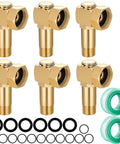 Brass Garden Hose Reel Replacement Fitting Pro Grade 3/4 GHT Female to 1/2 NPT Male Swivel Elbow Adapter 3.07 Inches Long 6 Pack