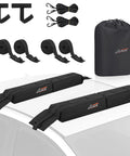 Soft Roof Rack Pads For Kayak, SUP, Surfboard, And Canoe With 2 Tie Down Straps, 4 Quick Loop Straps, 2 Hood Loops, Heavy Duty Car Roof Rack System