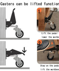 Heavy Duty Retractable Casters Set Of Four With Floor Mount Hardware Built Tough for lowering and lifting workbenches smoothly.