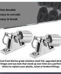 Beefy Bimini Top Hardware Kit With Deck Hinges, Quick Release Pins And Eye End Caps, 316 Stainless Steel Marine Grade