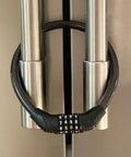 Stainless steel 4 Digit Combo Fridge Lock for Kids and Adults on French door refrigerator handle, durable and easy to use.