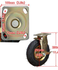 Heavy Duty Swivel Caster Wheels 2 Pack Built Tough With Smooth Riding Rubber Tires And Secure Lock Brakes with detailed dimensions.