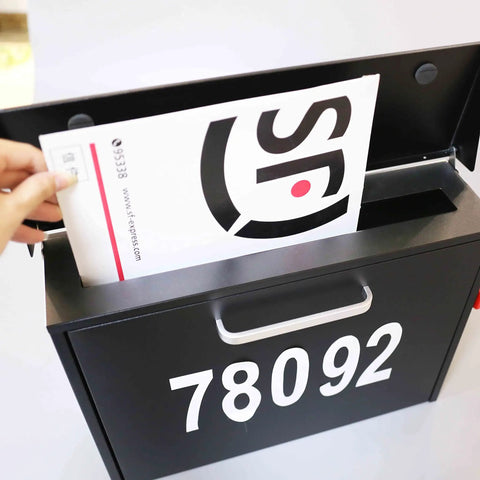 Wall Mount Locking Mailbox With Code Lock Black Large Capacity Digital Password Lock House Numbers Waterproof Iron Vertical Drop