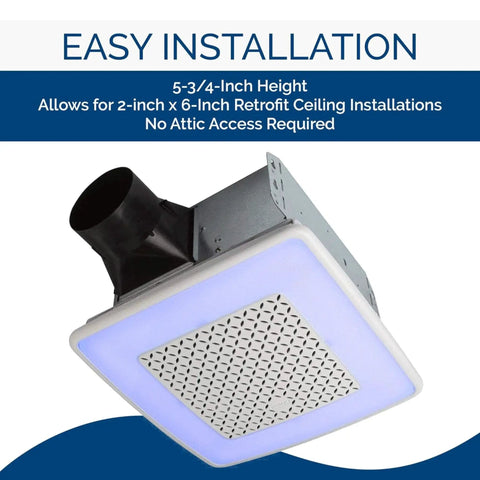 Super Quiet Bathroom Ventilation Fan With 110 Cfm Airflow And Vibrant Led Lighting, Energy Star Rated For Zero Sweat Humidity Pull And Snappy Fog Wipe Off, Solid Home Staple With Whisper Quiet Motor And Crisp White Cover