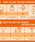 Step-by-step guide on using the 25 Piece Screw And Bolt Extractor Set With Left Hand Drill Bit Included For Removing Damaged Stripped Bolts