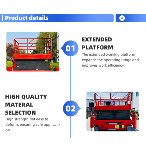 Heavy Duty Hydraulic Scissor Lift Platform Built Different For Factory And Equipment Servicing With Reinforced Steel Frame and extended platform for efficient overhead work.