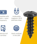 Black Oxidized 18-8 Stainless Steel License Plate Screws Pack Of 4 For Rustproof Security And Saltwater Resistance with product specs