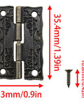 Bronze Antique Miniature Hinge Set For Craft Projects Six Pack Tiny Hinges with screws for retro style boxes, size 1.38 x 0.9 inches.