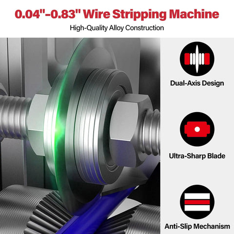 Close-up of Heavy Duty Wire Stripper Machine For Scrap Copper, Drill Powered Hand Crank Cable Stripper, adjustable blade