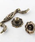 Six Piece Set Of Vintage Drop Bail Drawer Pulls In Antique Bronze Finish, 3 Inch Hole Spacing And 4 Inch Total Length, Zinc Alloy, components shown