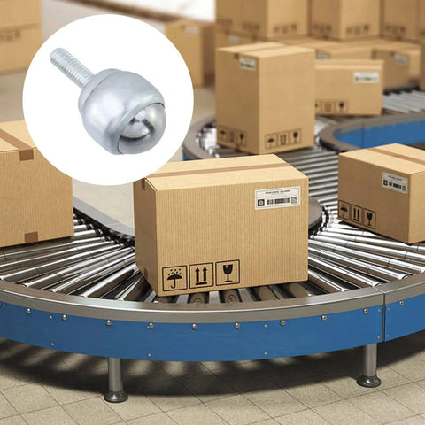 1 Inch Ball Transfer Bearings Set for Caster Units and Conveyors, 360 Degree Universal Rotation Rollers in action on conveyor