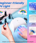 Gel Nail Polish Kit With UV Light 68 Piece Set Featuring 32 Colors For Home Salon Diy Nails Tools Base Coat No Wipe Top Coat