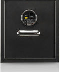 Front view of Electronic Lock Safe For Documents And Valuables Heavy Duty Strong Box With Wall Floor Or Shelf Mount Black Exterior Finish