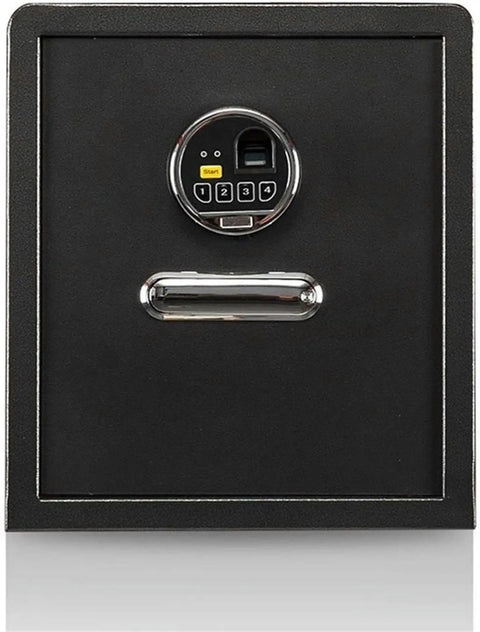 Front view of Electronic Lock Safe For Documents And Valuables Heavy Duty Strong Box With Wall Floor Or Shelf Mount Black Exterior Finish