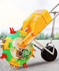 Portable Garden Seeder With Hand Push Roller Seeding And No Fuss Fertilizer Applicator showing metal frame and seed buckets