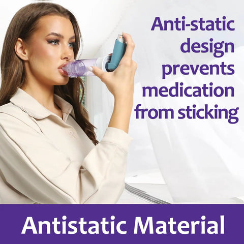 Adult using Inhaler Spacer For Adults With Silicone Mask No Fuss Anti Static Chamber And Exhalation Valve Valved Holding Chamber