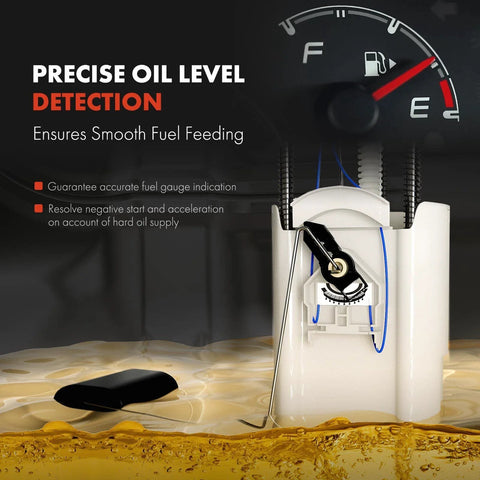 Electric Fuel Pump Module Assembly With Pressure Sensor For 2009 Chevrolet Malibu Pontiac G6 And Saturn Aura 2.4L And 3.5L Engines Direct Fit Replacement Easy Install Plug And Play Replace 19209948 with gauge showing fuel level detection.