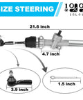 Golf Cart Steering Gear Box Assembly For EZGO TXT 2001 Up Gas And Electric Models dimensions with parts shown