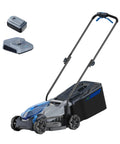 14 Inch Cordless Lawn Mower With 40V 4Ah Battery And Charger Ultra Quiet Motor For Tiny Yards And Urban Lawns Its A Breeze Lightweight Push Mower For Patios Townhomes And Backyard Maintenance Up To 3500 Sq Ft Per Charge, with battery and charger shown