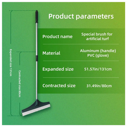 Artificial Lawn Rake With Telescopic Pole And Ergonomic Handle For Quick Debris Removal From Lawn, Synthetic Grass And Carpets