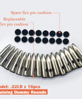 22LR Steel Safety Practice Rounds Action Trainer Dummy Rounds For Dry Fire Training Snap Caps 16 Pack CNC Machined bullets with cushions