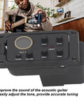 4 Band EQ Preamp For Acoustic Guitar With Piezo Pickup And Built In Tuner LCD Display and guitarist in background