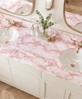 Pink Marble Contact Paper for Countertops Peel And Stick Self Adhesive Vinyl Wrap on bathroom vanity top